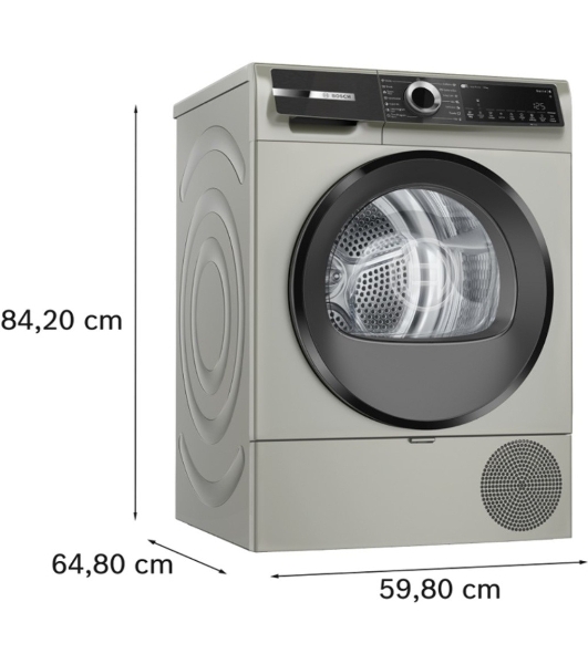 Сушильная машина Bosch WQK2521XME серебристый, 10 кг, сушка - конденсационная, программ - 14, 59.8 x 84.2 x 64.8 см