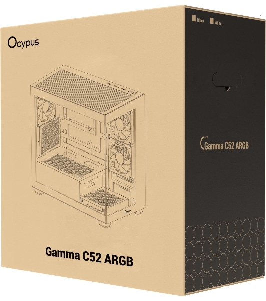 Компьютерный корпус Case Ocypus Gaммa C52 WH ARGB mATX/win/white/3 ARGB fans/no PSU/Tempered Glass