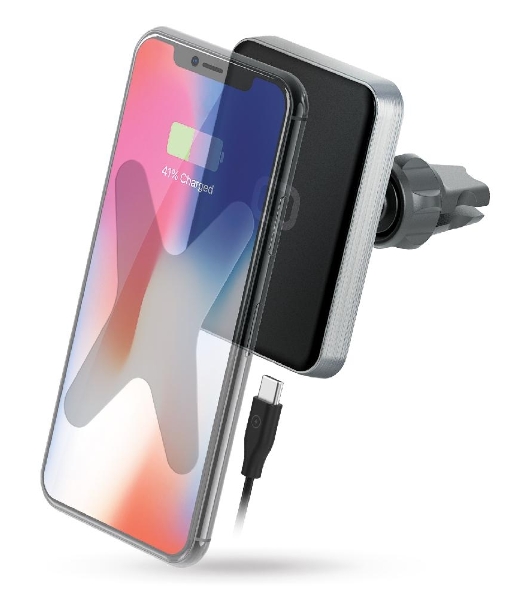 Автомобильное беспроводное зарядное устройство Qumo PowerAid Qi C Charger V2 (Charger 0009), 10 Вт, 1 контур