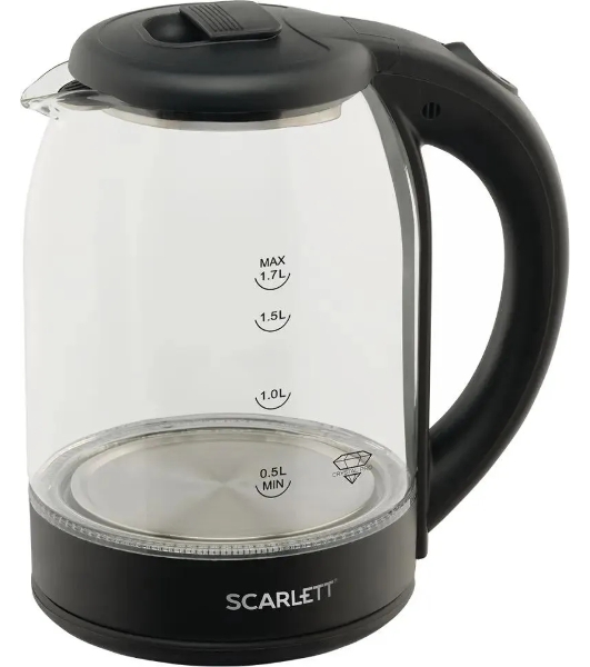 Чайник электрический Scarlett SC-EK27G90 черный Мощность, Вт: 1800; Объем, л: 1.7