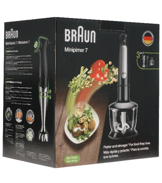 Блендер погружной Braun MQ7035 черный, 1000 Вт, плавная регулировка, турбо