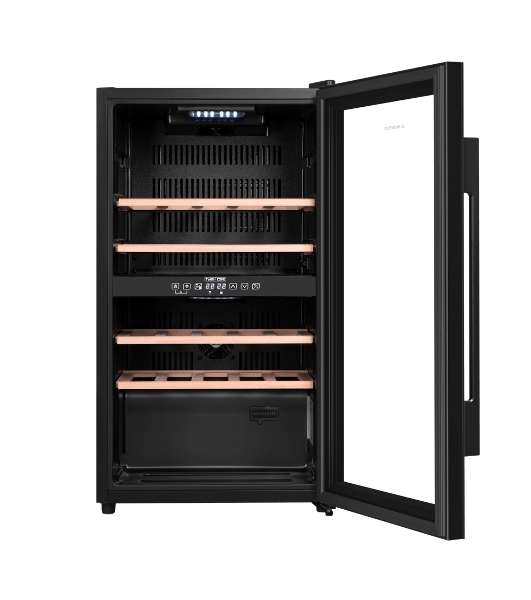 Винный шкаф Maunfeld MFWC-85D28 черный, 80 л, 2 отсека, 28 бут., класс G