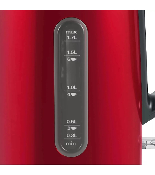 Электрочайник Bosch TWK4P434 красный, 1.7 л, 2400 Вт, скрытый нагревательный элемент