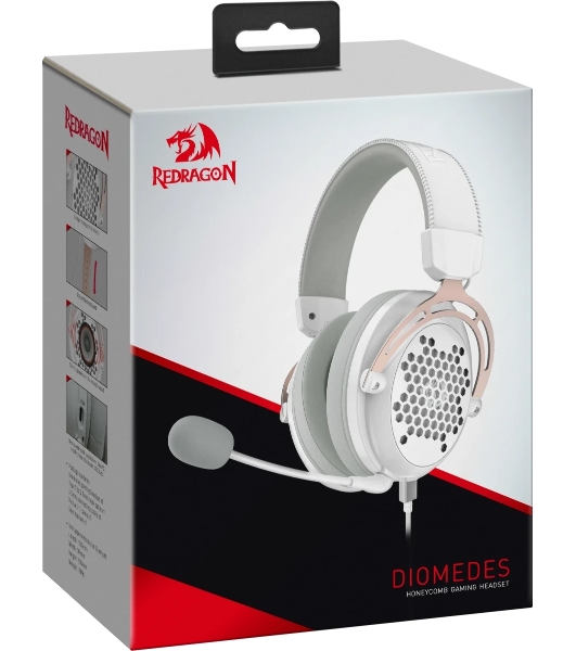 Гарнитура Redragon Diomedes белый, проводная, USB / mini jack 3.5 мм