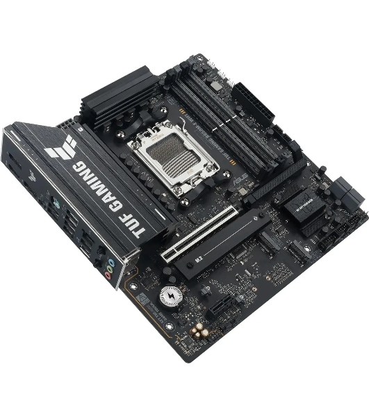 Материнская плата ASUS TUF GAMING B850M-E WIFI, AM5, AMD B850, 4xDDR5, 4xSATA, 3xM.2, 1xPCIe 5.0 x16, 1xPCIe 3.0 x1, 1xHDMI, 2xDP, 1x2.5Gb LAN, Wi-Fi 6E, Bluetooth 5.3, 1xUSB-C 10Gbps, 1xUSB-A 10Gbps, 2xUSB-A 5Gbps, 4xUSB-A 2.0, 3x3.5 мм, 7.1, mATX