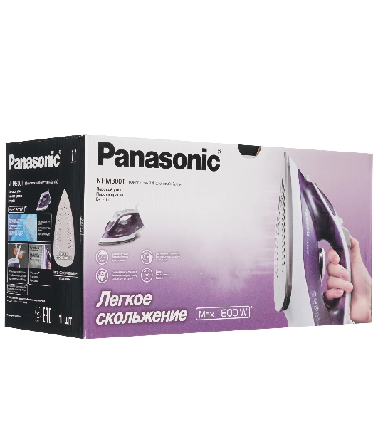 Утюг Panasonic NIM300TVTW фиолетовый/белый, 1800 Вт, 20 г/мин, 80 г/мин, 210 мл