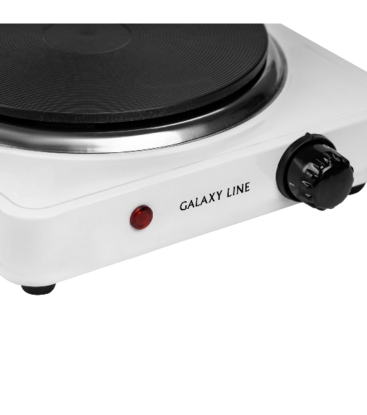 Плита настольная электрическая Galaxy Line GL3001 белый, 1.5 кВт, ТЭН, конфорки - 1, эмаль, поворотные переключатели