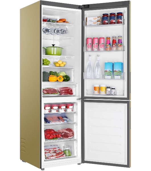 Холодильник Haier C4F640CGGU1 золотистый двухкамерный 285/115л морозилка снизу, No Frost