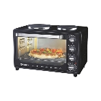 Мини-печь Sakura SA-7001HBK 35л, 3200Вт, духовка 1600Вт, конфорки 185мм+155мм (1000Вт+600Вт), механ.управление, 3 режима работы духовки (верх, низ, верх+низ), раздельная регулировка температуры духовки и конфорок, комплектация - металлическая решетка, противень и ухват. чёрны, фото 1