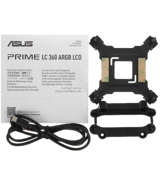 Жидкостная система охлаждения ASUS PRIME LC 360 ARGB LCD черный, алюминий/медь, 2500 об/мин, 36.5 дБ, 4 pin
