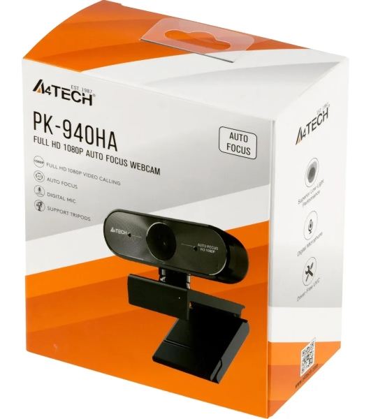 Веб-камера A4Tech PK-940HA 1920x1080, 30 кадр/с, USB Type-A, микрофон, автоматическая фокусировка, универсальное крепление