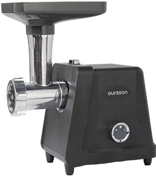 Мясорубка электрическая OURSSON MG3093/DG темно-серый, 800 Вт, 1.8 кг/мин, реверс, металлический лоток, насадки - 5