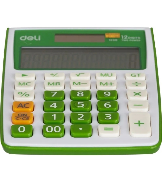 Калькулятор настольный Deli E1238/GRN зеленый 12-разр.