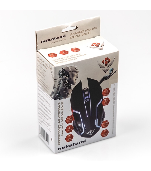 Мышь беспроводная Nakatomi MROG-20UR черный, 2400 dpi, радиоканал, USB, кнопки - 6