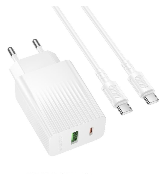 Сетевое зарядное устройство BOROFONE (6941991122804) BAS74Aaa 1USB+1Type-C 3.0A QC3.0 PD20W для Type-C Type-C, белый