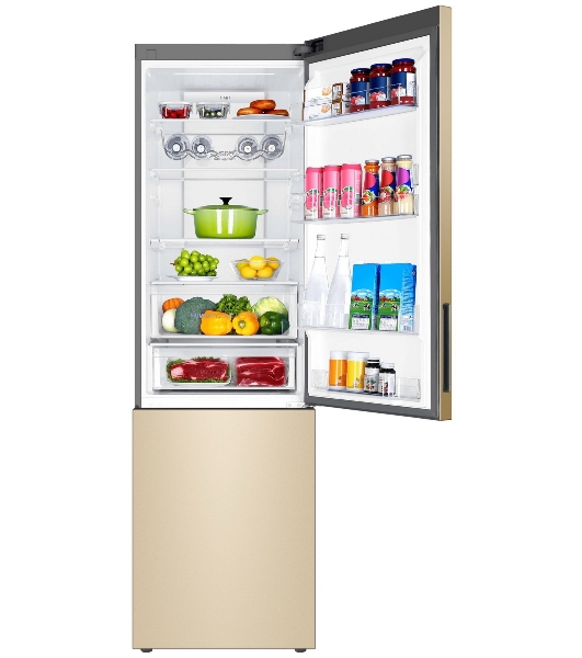 Холодильник Haier C4F640CGGU1 золотистый двухкамерный 285/115л морозилка снизу, No Frost