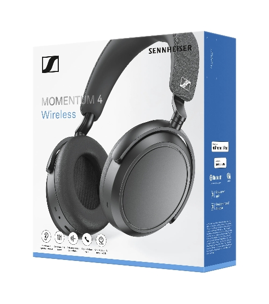 Беспроводные/проводные наушники Sennheiser Momentum 4 Wireless графитовый, полноразмерные, Bluetooth + проводной, активное шумоподавление, до 60 ч
