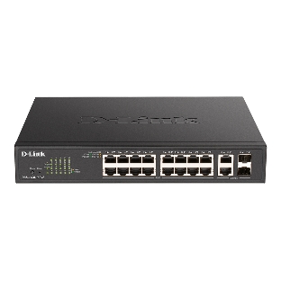 Коммутатор D-Link DGS-1100-18PV2/A3A, 16×1 Гбит/с + 2×1 Гбит/с Combo, настраиваемый