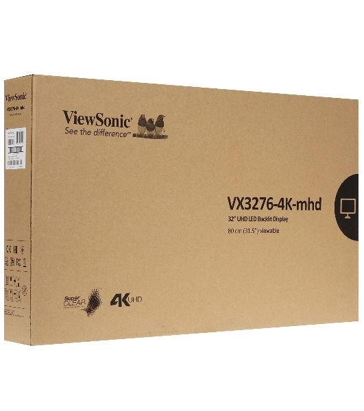 Монитор ViewSonic 31.5' VX3276-4K-MHD-2 серебристый VA LED 16:9 HDMI M/M матовая 350cd 178гр/178гр 3840x2160 60Hz DP 4K 6.9кг