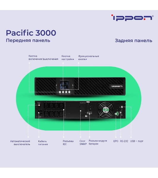 Источник бесперебойного питания Ippon Pacific 3000 2700Вт 3000ВА черный