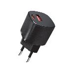 Сетевое зарядное устройство Qumo Energy GaN Mini PD 30W (Charger 0072), два порта: Type-C PD + USB-A QC3.0, черный, фото 1