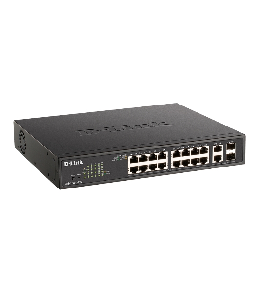 Коммутатор D-Link DGS-1100-18PV2/A3A, 16×1 Гбит/с + 2×1 Гбит/с Combo, настраиваемый