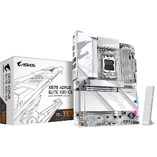 Материнская плата Gigabyte X870 AORUS ELITE X3D ICE, AM5, AMD X870, 4xDDR5, 2xSATA, 4xM.2, 1xPCIe 5.0 x16, 1xPCIe 4.0 x16, 1xHDMI, 1x5Gb LAN, Wi-Fi 7, Bluetooth 5.4, 2xUSB-C 40Gbps (USB4), 1xUSB-C 10Gbps, 2xUSB-A 10Gbps, 4xUSB-A 5Gbps, 1xUSB-A 2.0, 3x3.5 мм + S/PDIF оптический, 7.1, ATX