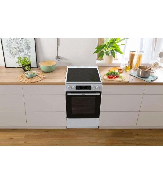 Плита электрическая Gorenje GECS5C70WA белый, конфорок 4 электрических, духовка 70 л, 50 см x 85 см x 59.4 см