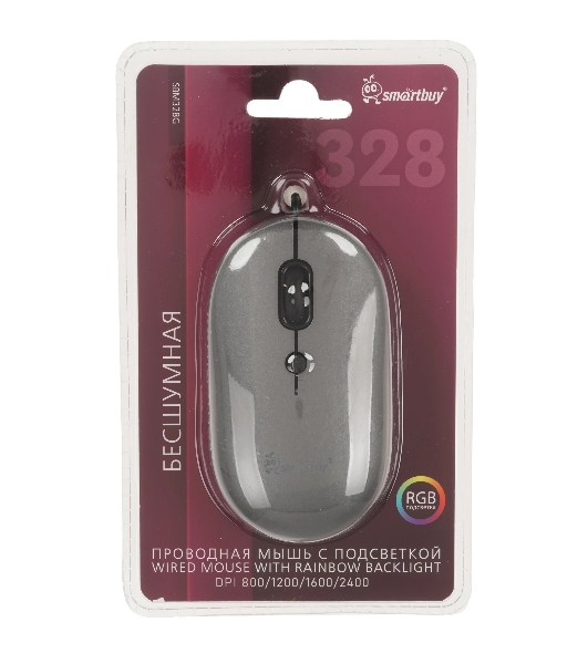 Мышь проводная SMARTBUY (SBM328G) 328 серый металлик