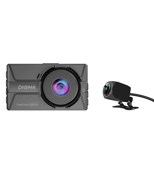 Видеорегистратор Digma FreeDrive 300DW, 2560x1440, 3', с камерой заднего вида, Wi-Fi, G-сенсор, датчик движения