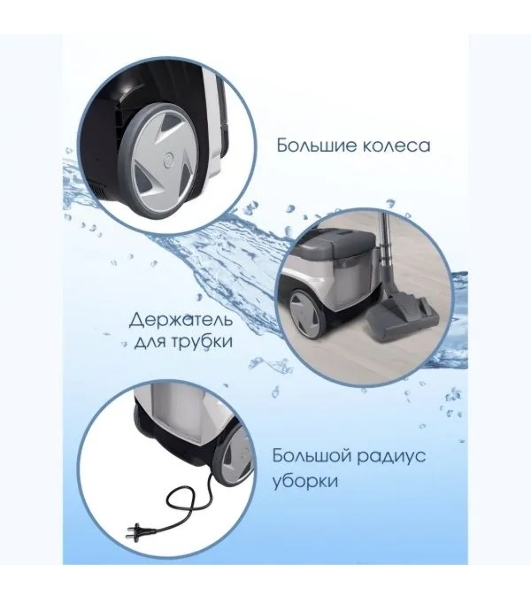 Пылесос THOMAS AQUATIC PANDA черный/белый, 1700 Вт, уборка влажная/сухая/сбор воды, пылесборник аквафильтр 4 л