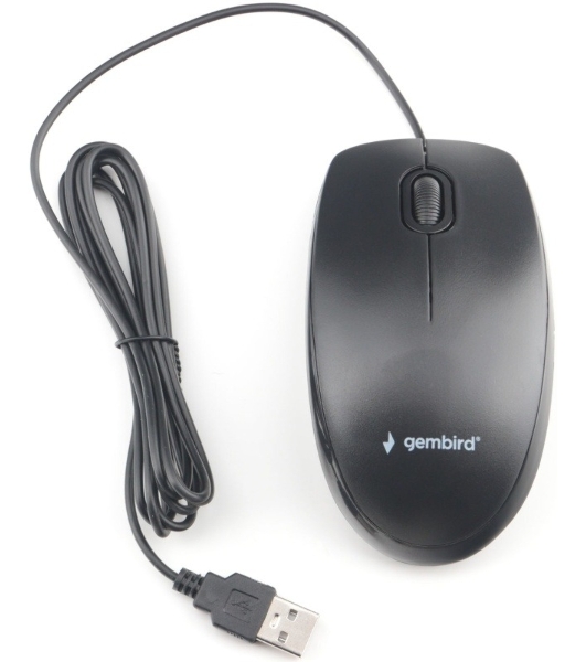 Мышь проводная Gembird MOP-200 черный, 1000 dpi, USB, кнопки - 3
