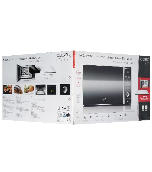 Микроволновая печь CASO MCG 30 Ceramic Chef серебристый, 30 л, 900 Вт, переключатели - кнопки, поворотный механизм