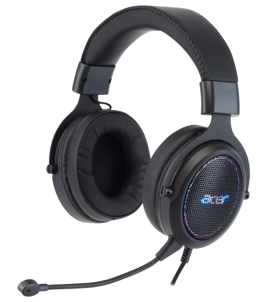 Гарнитура Acer AHW120 чёрный, проводная, USB, подсветка