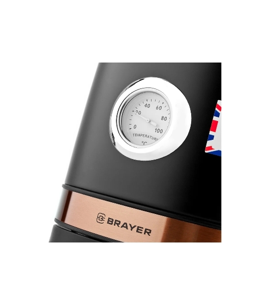 Чайник электрический BRAYER BR1005BK 2200 Вт.1.7 л, STRIX, сталь окраш, термометр, черный