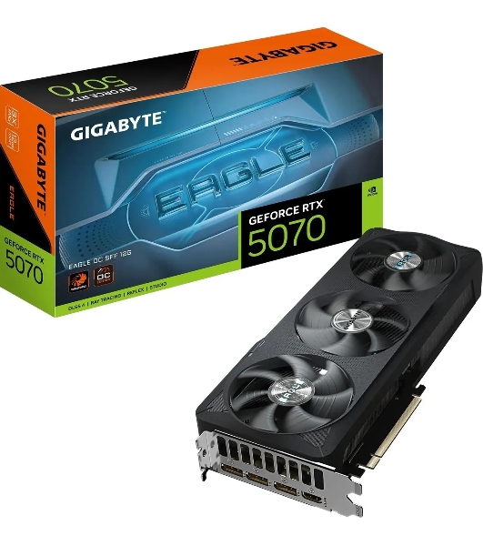 Видеокарта Gigabyte PCI-E GV-N5070EAGLE OC-12GD 1.0 NVIDIA GeForce RTX 5070 12Gb 192bit GDDR7 2805/28000 HDMIx1 DPx3 HDCP Ret
