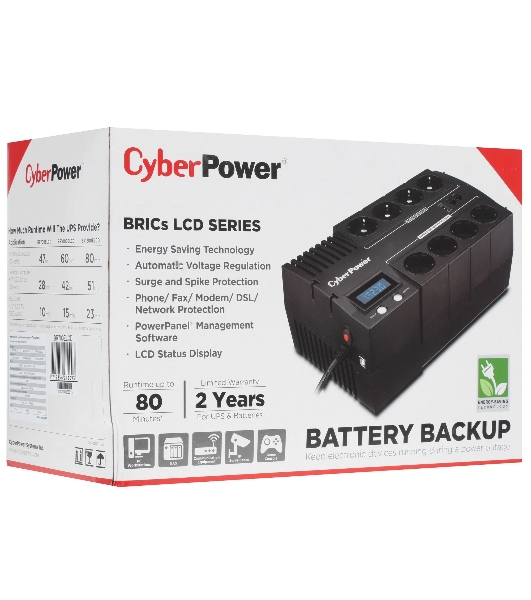 Источник бесперебойного питания CyberPower BR700ELCD 700 ВА/420 Вт/8 х CEE 7 (евророзетка)