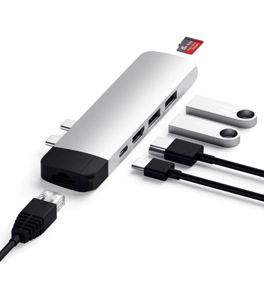 USB-концентратор Satechi ST-TCPHES, USB Type-C, USB 3.0/RJ-45/USB Type-C/HDMI/microSD, USB