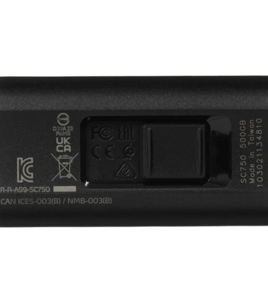 Внешний SSD ADATA SC750, 500Gb, USB 3.2 Gen 2 Type-C, R/W 1050/1000, черный