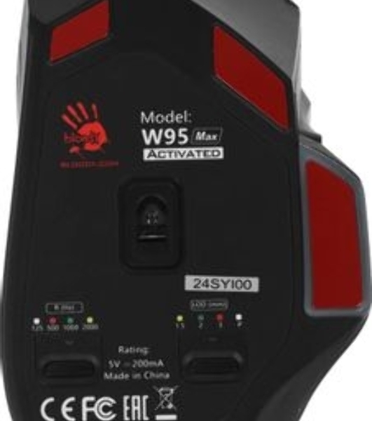 Мышь проводная A4Tech Bloody W95 Max черный, 12000 dpi, USB, кнопки - 10