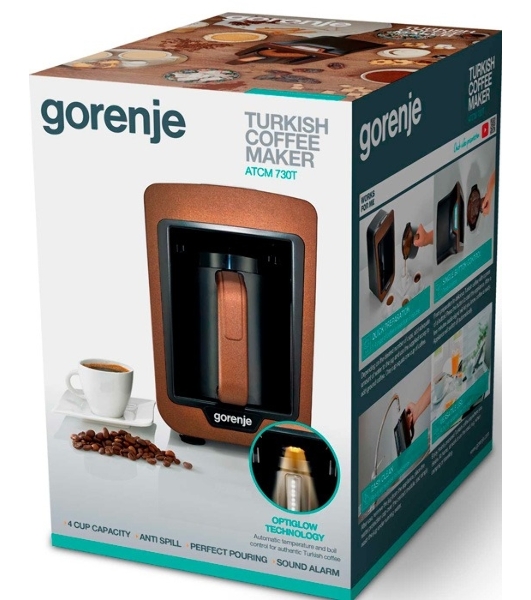 Кофеварка Gorenje ATCM730T медный/черный, исп. кофе - молотый, 0.27 л, 730 Вт.