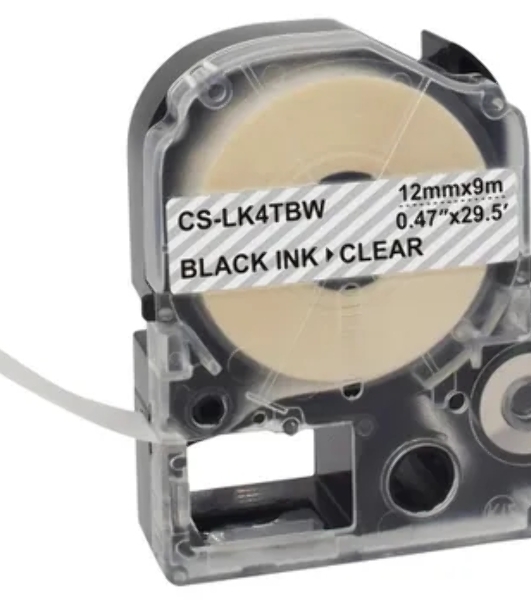 Картридж ленточный Cactus CS-LK4TbW черный шрифт, прозрачный фон (12 мм, 9 м) для Epson LW300/LW400/LW700/LW600P/LW1000P/K400/Z700/Z900