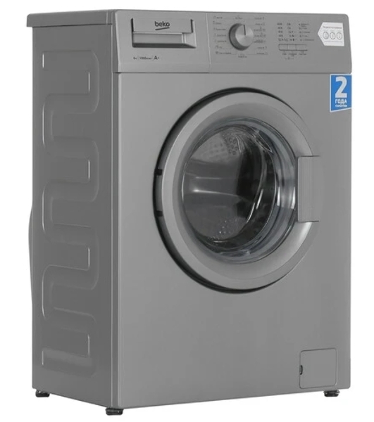 Стиральная машина Beko WRE 65P1 BSS серебристый, загрузка фронтальная 6 кг, 1000 об/мин., класс: А