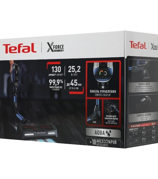 Пылесос вертикальный Tefal X-Force Flex 11.60 Aqua TY9890WO, синий/серый