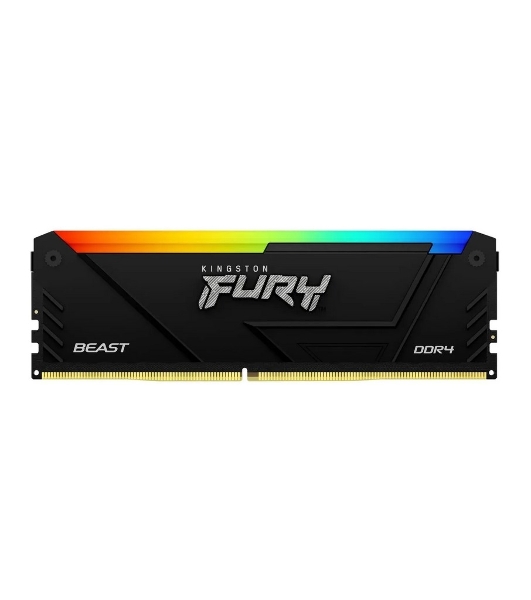 Оперативная память Kingston Fury Beast, DDR4, 16GB (1x16GB), 3600MHz, CL18, DIMM, с радиатором, RGB, черный