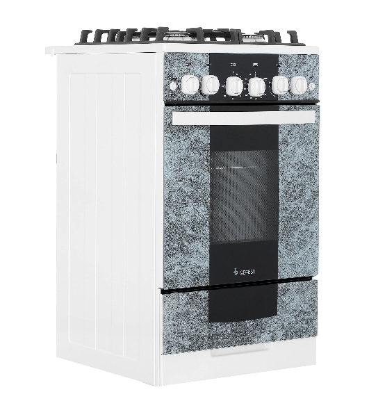 Плита газовая Gefest 5500-02 0113 мрамор, конфорок 4 шт, духовка 52 л, 50 см x 85 см x 58.5 см