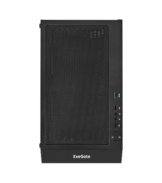 Компьютерный корпус Miditower ExeGate EVO-5001A-700NPX (ATX, БП 700NPX с вент. 12 см, 2хUSB+1хUSB 3.0+HD Audio, черный, 3 вент.12см с RGb подсветкой, боковая панель - закаленное стекло)