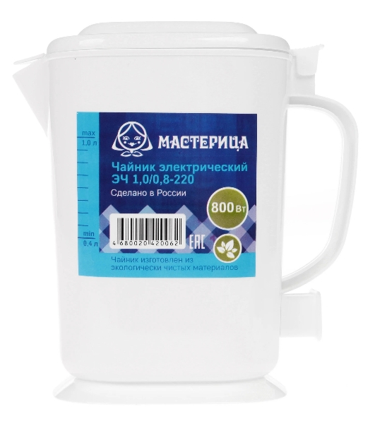 Чайник электрический Мастерица ЭЧ-1,0/0,8-220 1л, пластик, сиреневый прозрачный