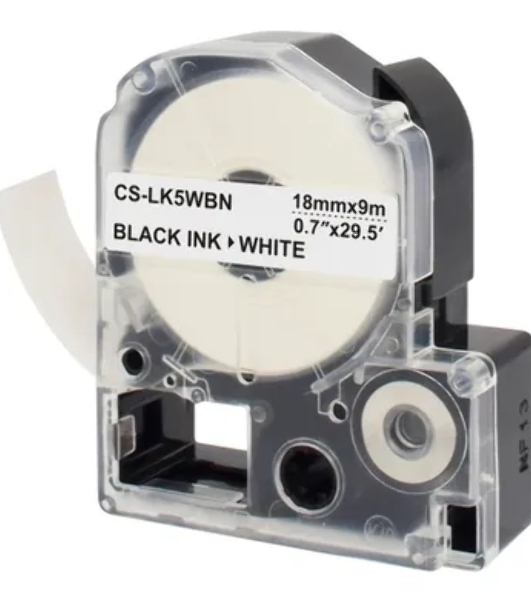 Картридж ленточный Cactus CS-LK5WBN черный шрифт, белый фон (18 мм, 9 м) для Epson LW300/LW400/LW700/LW600P/LW1000P