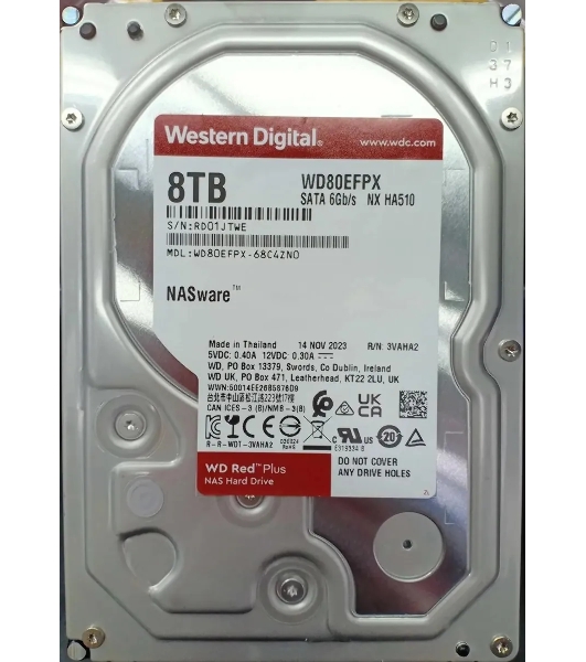Жесткий диск HDD WD 8Tb, 5640RPM, SATA 3.5' Red Plus NAS 256MB buffer, CMR